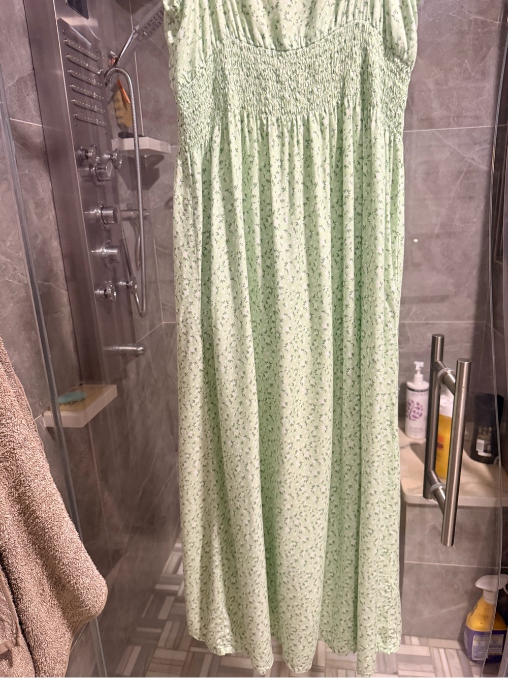 Hollister light green midi/maxi dress in floral print size L - Picture 5 of 11